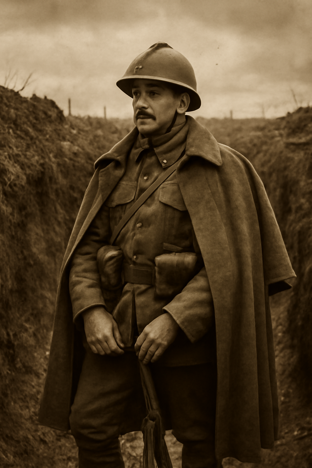 When studying the French casualties in WW1, don’t just think of numbers. Think of soldiers shivering in their French greatcoat WW1, clenching their helmets under shellfire, or marching in the mud in horizon-blue uniforms